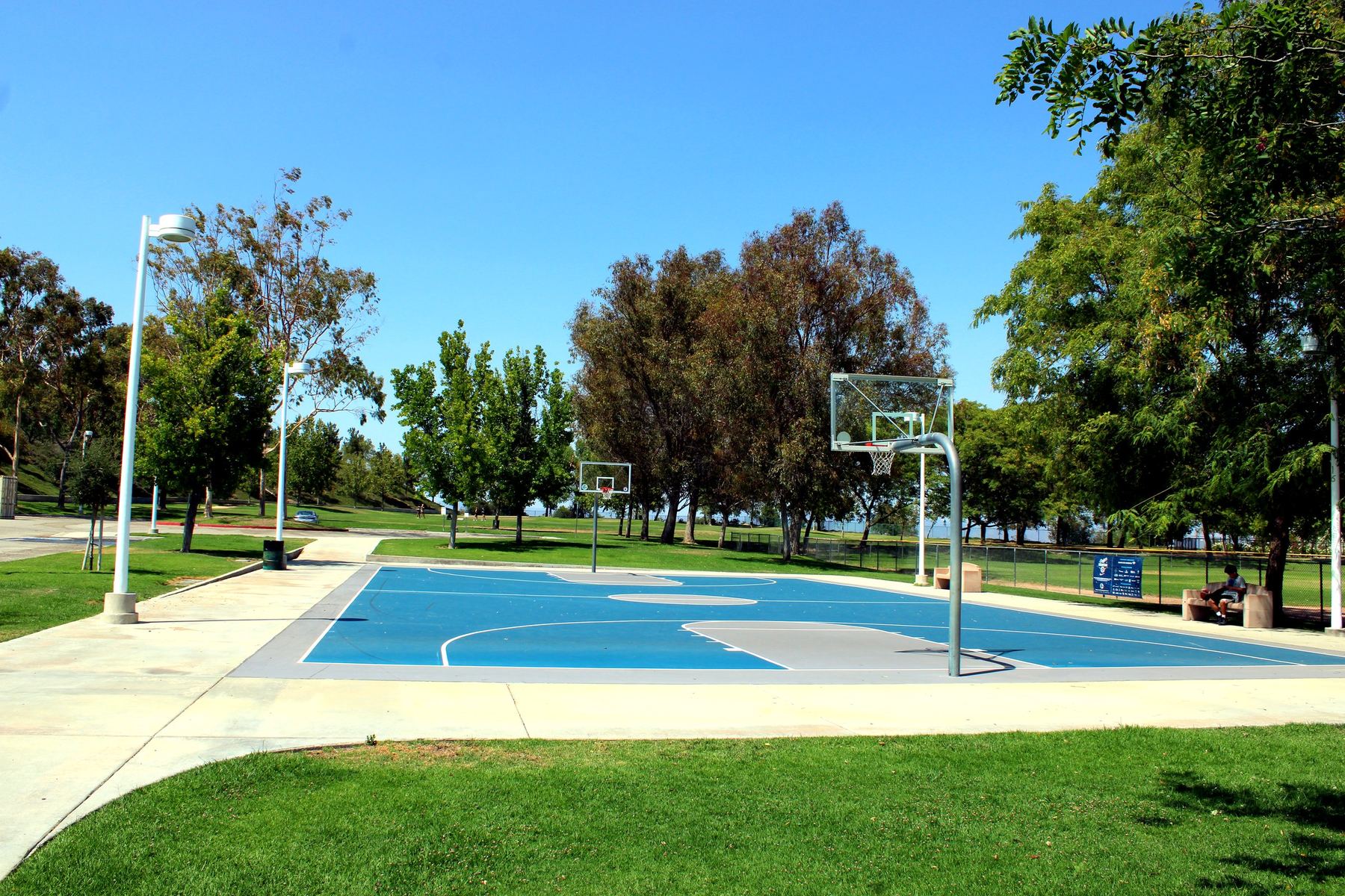 The basketball courts at Rioux Park