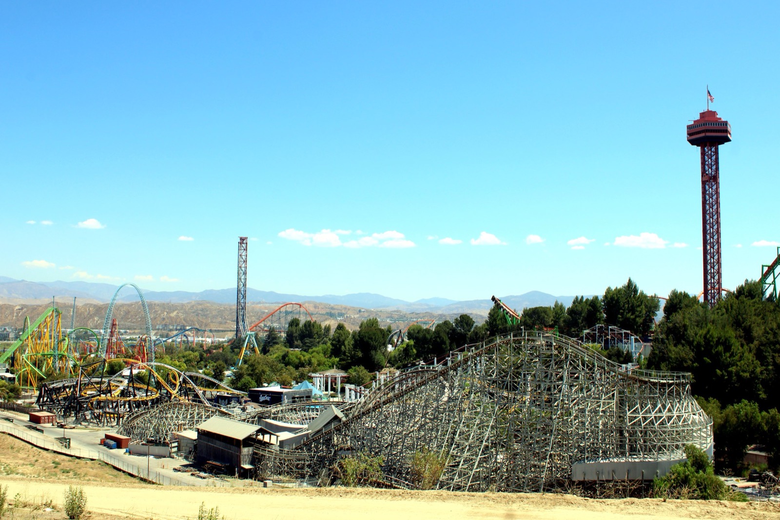 Six Flags Magic Mountain, from the Valencia side