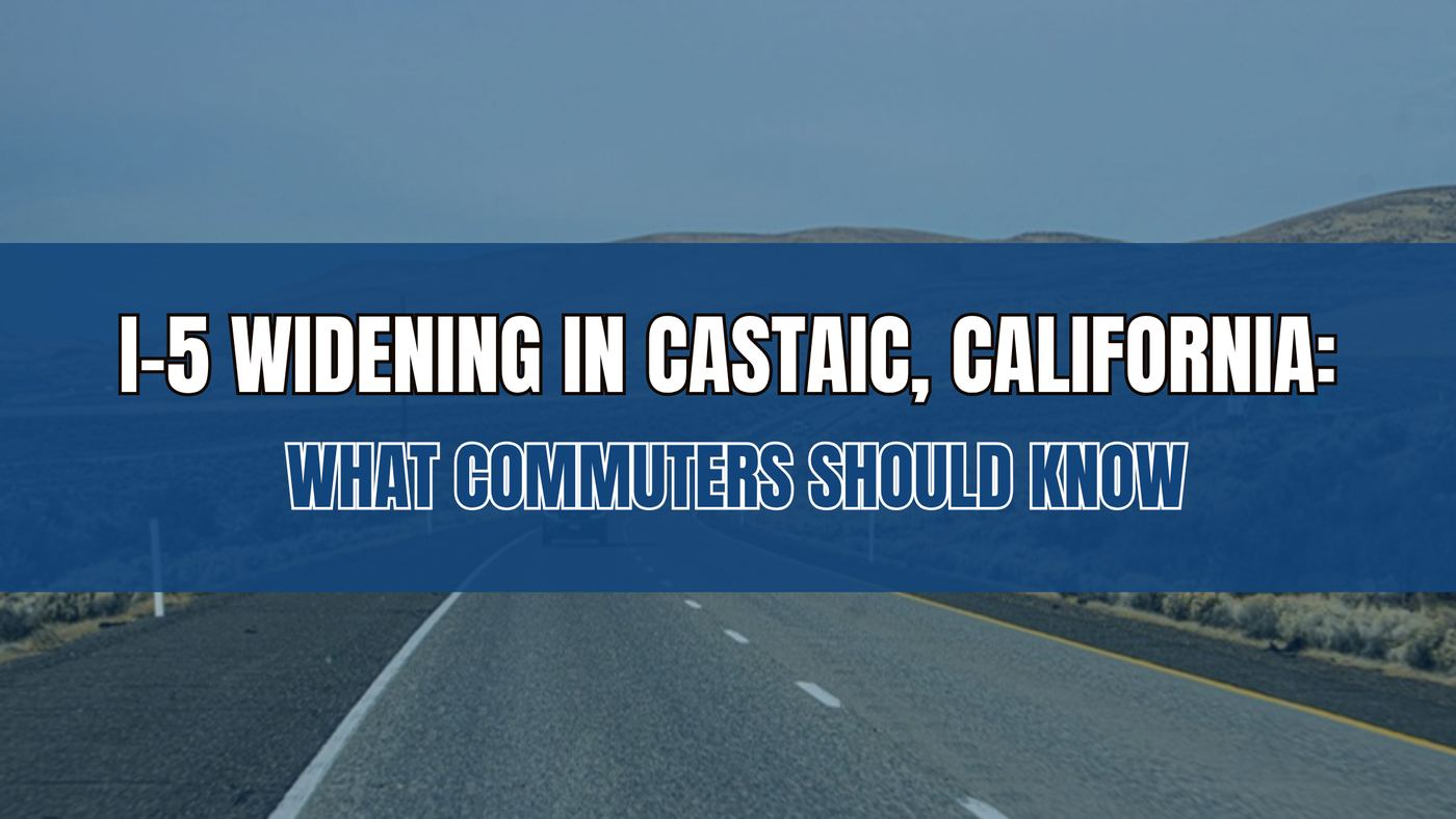 I-5 Widening in Castaic, California cover graphic, generic highway through golden hills
