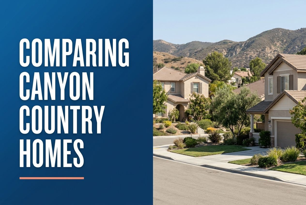 Canyon Country, California residential street, used for an article titled What to Compare First Between Two Canyon Country Homes.