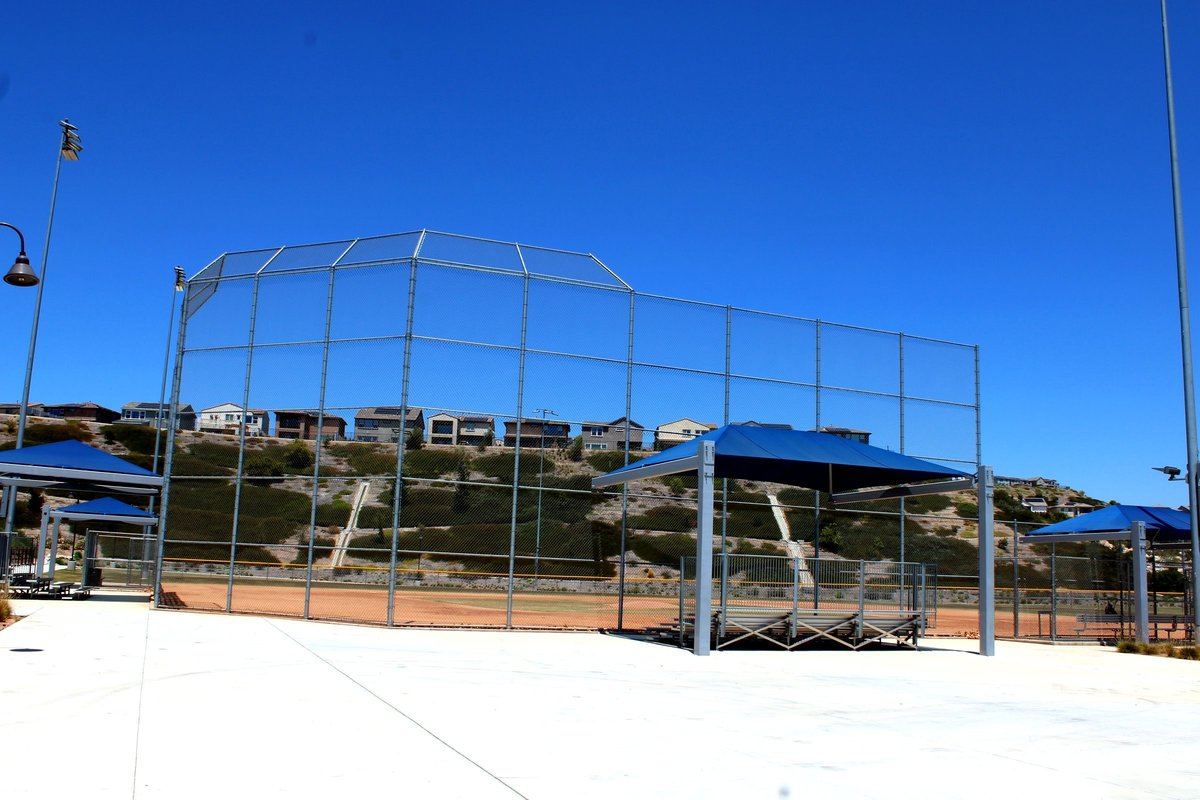 Skyline Ranch Park ball field with Saugus hillside homes in the background