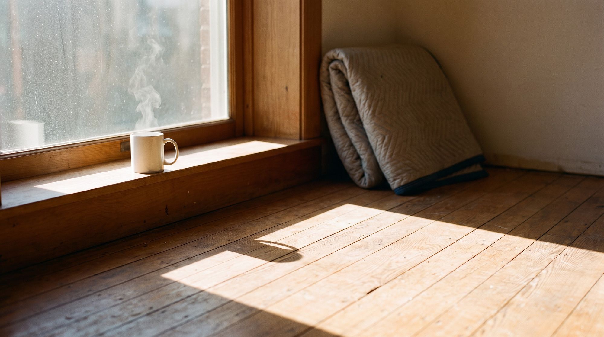 The first morning, before the curtains