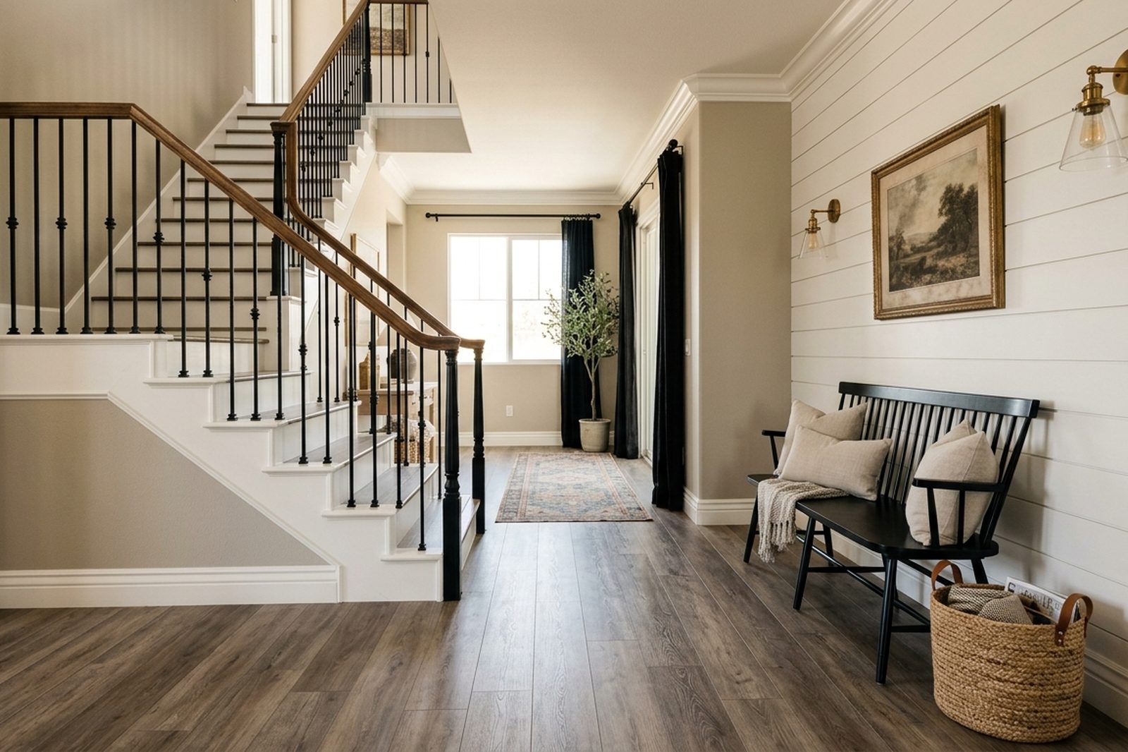 Millwork, and light down the hall
